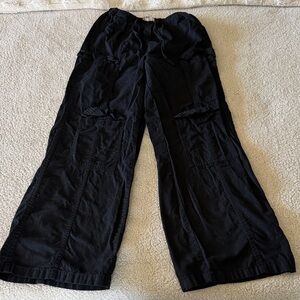 Rita Ora X Primark Black Wide-Leg Cargo Cotton Pants with Patch Pockets